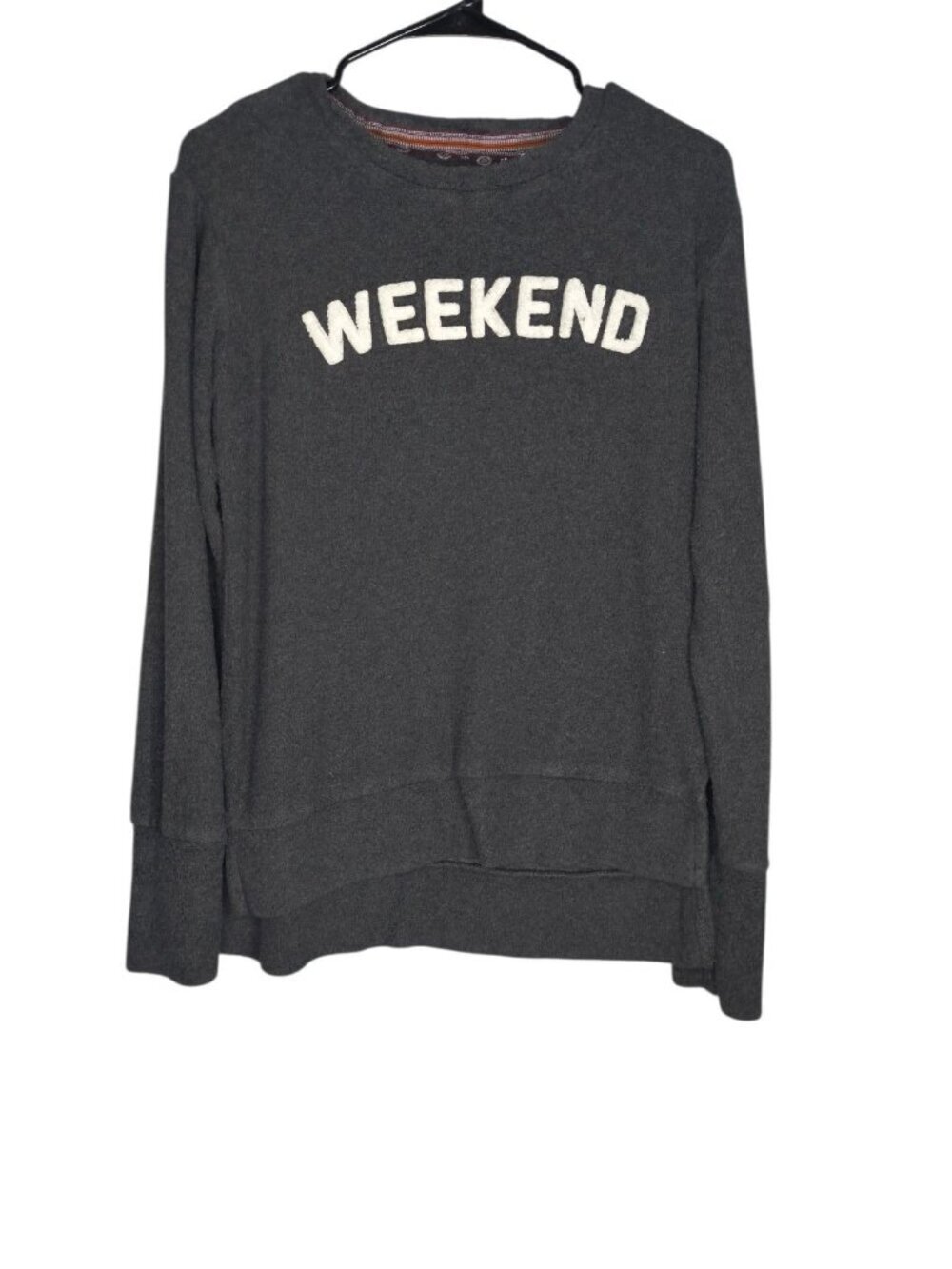 Weekend ROYCE BRAND Dark Gray Top SWEATSHIRT SWEATER Terry Knit Cozy Vibes M
